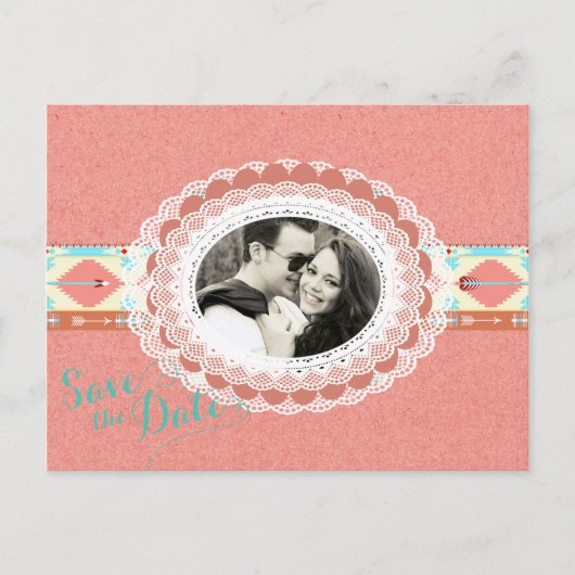 先住民アメリカン写真日付の保存 案内ポストカード (正面)