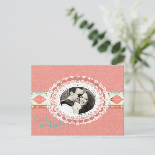 先住民アメリカン写真日付の保存 案内ポストカード (スタンド正面)