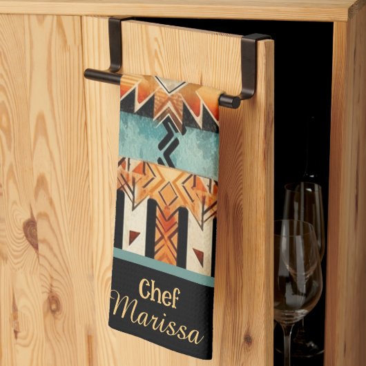 先住民アメリカン南西デザイン パーソナライズされた キッチンタオル (三つ折り)