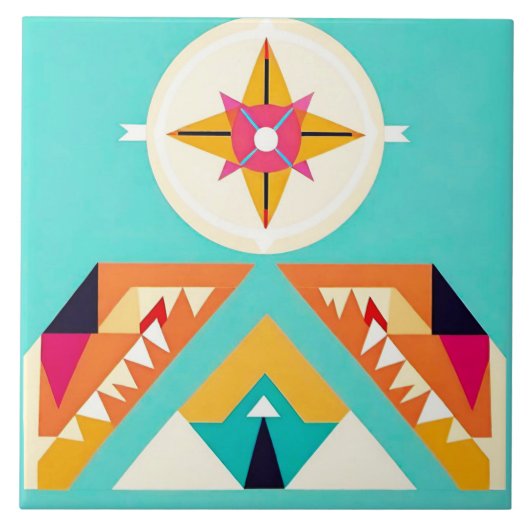 先住民アメリカン南西部の部族インスパイアアート タイル (正面)