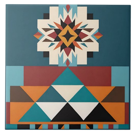 先住民アメリカン南西部トライバルデザイン タイル (正面)