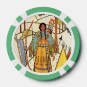 先住民アメリカン女性弓矢の木の滝 ポーカーチップ (裏面)