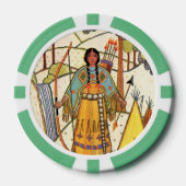 先住民アメリカン女性弓矢の木の滝 ポーカーチップ (正面)