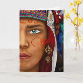 先住民アメリカン女性用グリーティングカード カード (黄色い花)