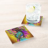 先住民アメリカン小さな女の子AIアート ガラスコースター (アングル)