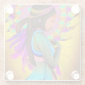 先住民アメリカン小さな女の子AIアート ガラスコースター (裏面)