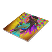 先住民アメリカン小さな女の子AIアート タイル (側面)