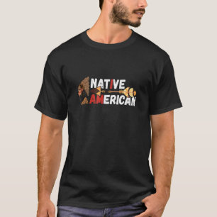 先住民アメリカン矢印インディアンチーフフェザーヘア Tシャツ