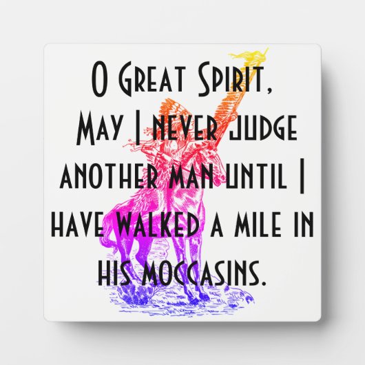先住民アメリカン素晴らし「Oスピリット」祈りの言葉 フォトプラーク (正面)