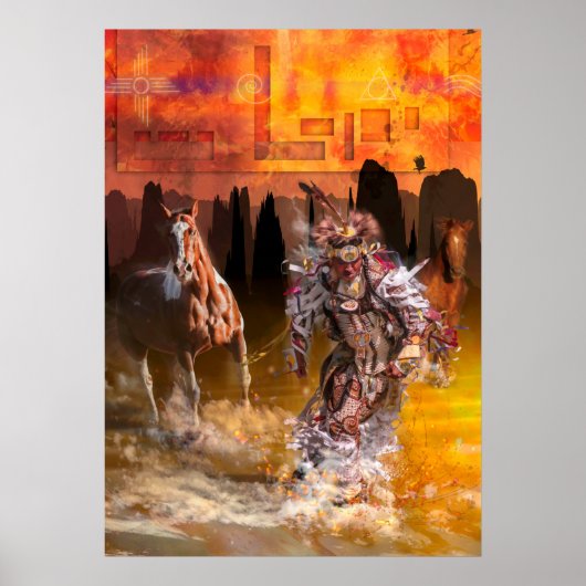 先住民アメリカン転がダンサーの雷 ポスター (正面)