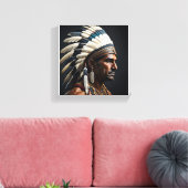 先住民アメリカン部族インディアンチーフヘッドドレス キャンバスプリント (インサイチュ (リビング))