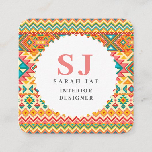 先住民アメリカン部族インディアンヒッピー スクエア名刺 (正面)