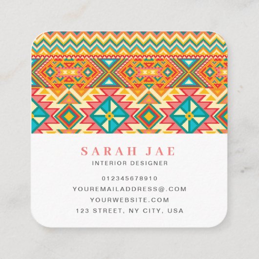 先住民アメリカン部族インディアンヒッピー スクエア名刺 (裏面)