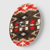 先住民アメリカン部族デザインプリント ラージ壁時計 (傾斜)