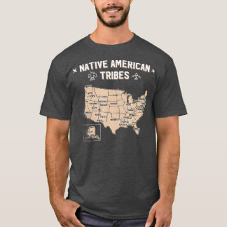 先住民アメリカン部族マップ米国史ヴィンテージ Tシャツ