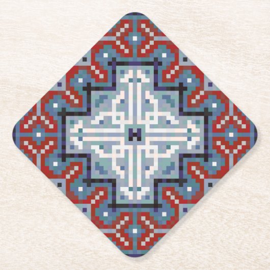 先住民アメリカン・インディアンナバホ・パターン ペーパーコースター (正面)