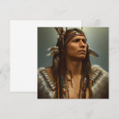 先住民アメリカン・インディアン・ウォリアー・グラフィック ノートカード (正面/裏面)
