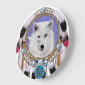 先住民アメリカン·インディアン·ウルフ·スピリット ラージ壁時計 (傾斜)