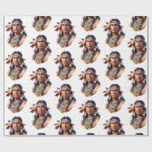 先住民アメリカン・インディアン・マン ラッピングペーパー (フラット)