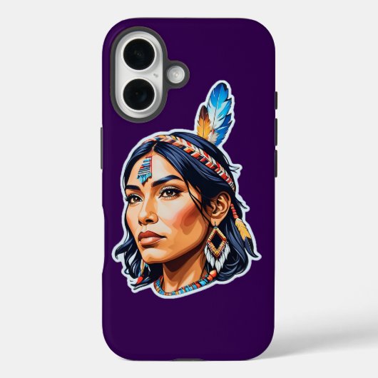 先住民アメリカン・インディア・レディiPhoneケース Case-Mate iPhoneケース (裏面)
