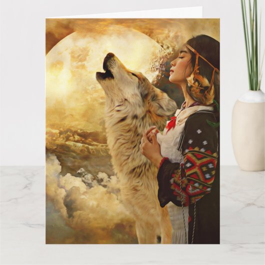 先住民アメリカン・インド人女性誕生日挨拶 カード (正面)