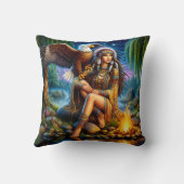 先住民アメリカン・ウーマン・バイ・ウォーター・アット・ナイト クッション (裏面)