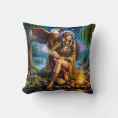先住民アメリカン・ウーマン・バイ・ウォーター・アット・ナイト クッション (正面)