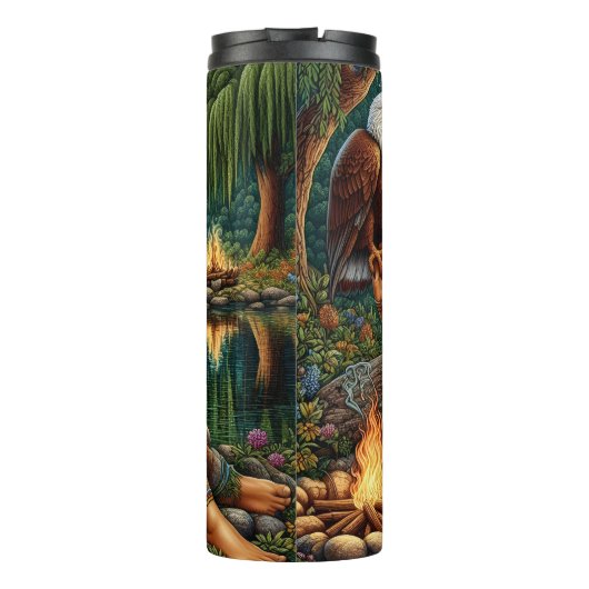 先住民アメリカン・オラクル、イーグルの月明かりの夜。 タンブラー (裏面)