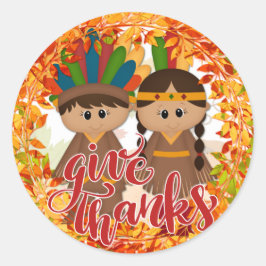 先住民アメリカン・カップル与え感謝してい- ラウンドシール