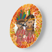 先住民アメリカン・カップル与え感謝してい-  ラージ壁時計 (傾斜)