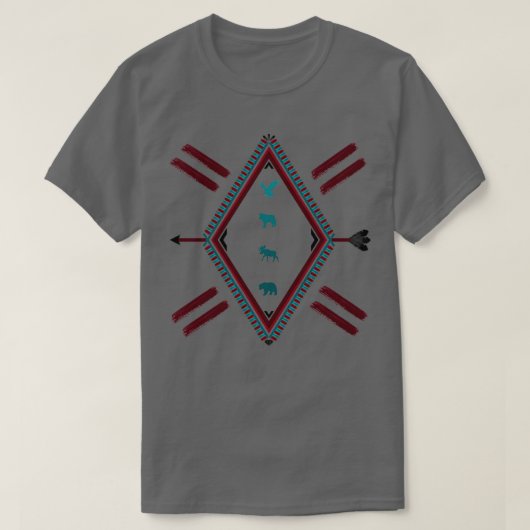 先住民アメリカン・スピリット・アニマル Tシャツ (デザイン正面)
