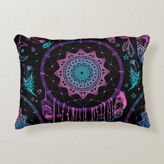 先住民アメリカン・ドリームキャッチャーのムーンパターン アクセントクッション (正面)