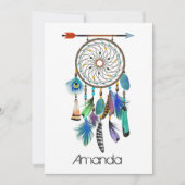 先住民アメリカン・ドリームキャッチャー誕生日パーティー 招待状 (正面)