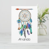 先住民アメリカン・ドリームキャッチャー誕生日パーティー 招待状 (スタンド正面)