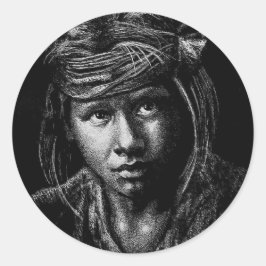 先住民アメリカン・ボーイmy 2004スケッチはがき ラウンドシール