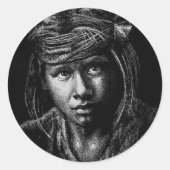 先住民アメリカン・ボーイmy 2004スケッチはがき ラウンドシール (正面)