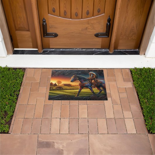 先住民アメリカン・ライダー ドアマット (室外)