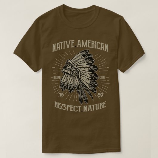 先住民アメリカン・リスペクト自然先住民 Tシャツ (デザイン正面)