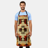 先住民アメリカン、ヴィンテージハンドドロー抽象芸術。 エプロン (着用した状態)