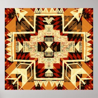 先住民アメリカン、ヴィンテージハンドドロー抽象芸術。 ポスター