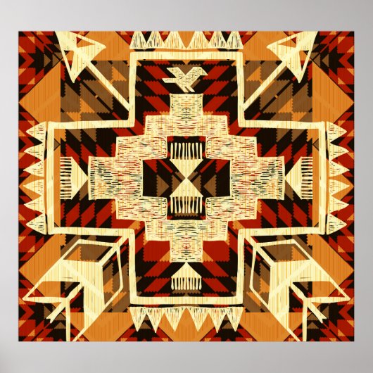 先住民アメリカン、ヴィンテージハンドドロー抽象芸術。 ポスター (正面)