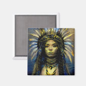 先住民アメリカン – 金ゴールド羽 マグネット (正面/裏面)