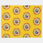 先住民アメリカンKACHINA - TAWAサンマスク1 フリースブランケット (正面(横))