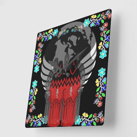 先住民アメリカンMMIWもはや盗まれた姉妹 スクエア壁時計 (傾斜)