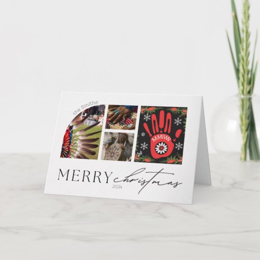 先住民アメリカンMMIWカスタムクリスマスグリーティング カード (正面)