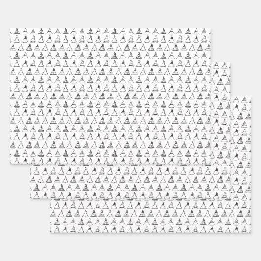 先住民アメリカンTipiテントカスタムズ背景色 ラッピングペーパーシート (セット)