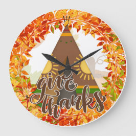 先住民アメリカ与えテピ感謝してい-  ラージ壁時計