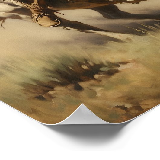 先住民アメリカ人が馬に乗って勇敢 ポスター (角)