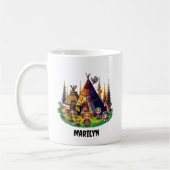 先住民アメリカ人の子供たち、ティピス&アニマル コーヒーマグカップ (左)