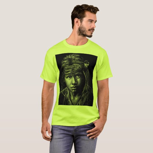 先住民アメリカ人の男の子の顔が大きい Tシャツ (正面フル)